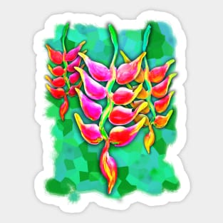 Exotic Flowers Heliconia Pendula Bright Red Sticker